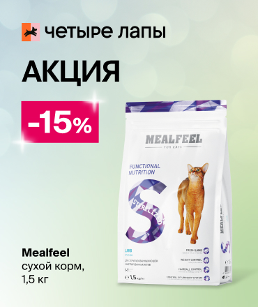Сухой корм для кошек Mealfeel со скидкой 15%